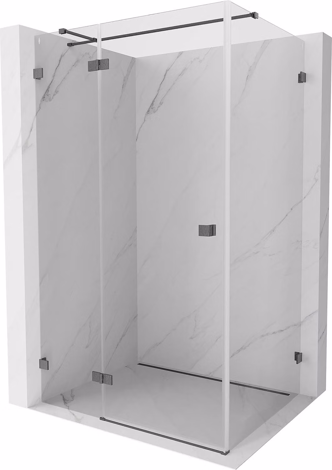 Mexen Lunar T cabina doccia incernierata a sinistra 125 x 110 cm, trasparente, grigio pistola spazzolato - 834T-125-110-66-00-L