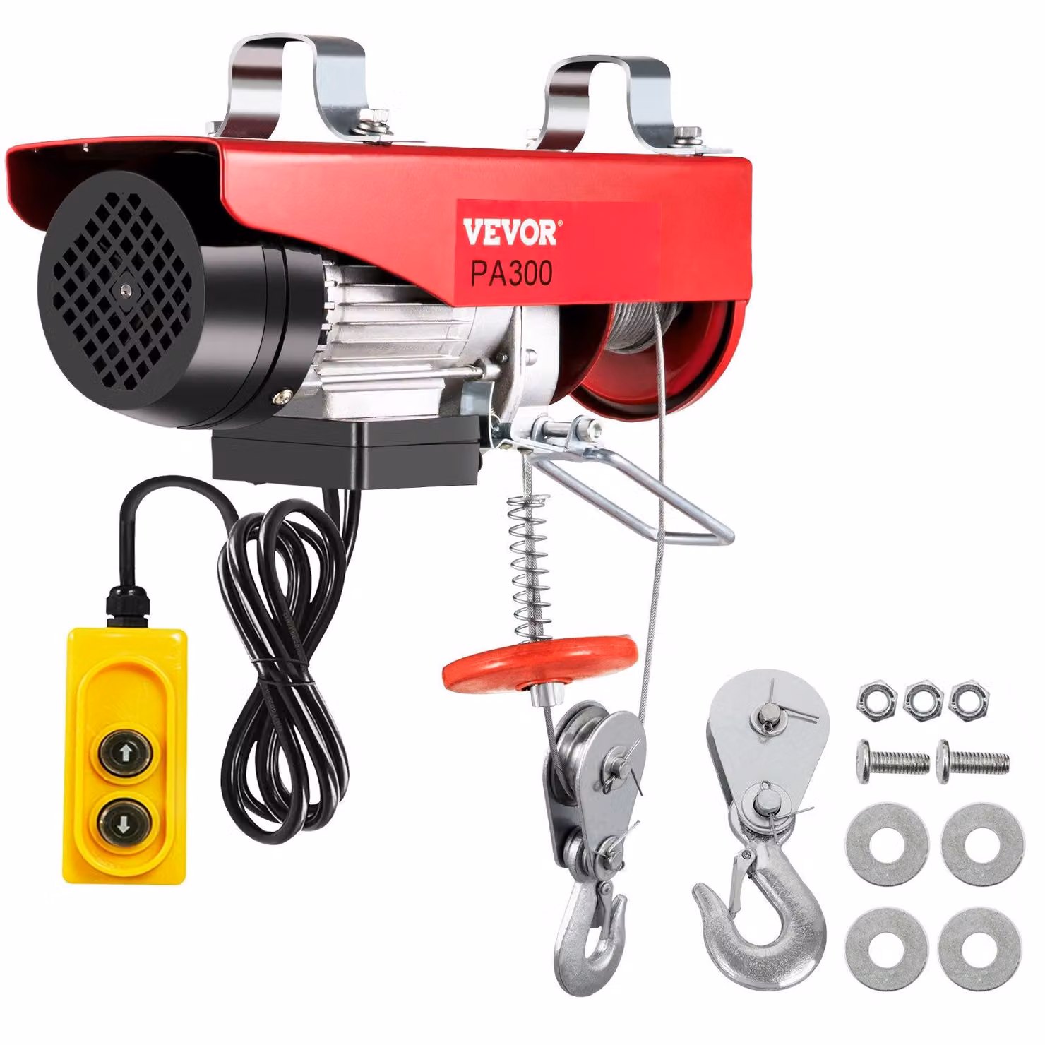 VEVOR argano elettrico a fune 150 kg / 300 kg - gru di sollevamento con telecomando, sistema di azionamento con cavo d'acciaio, carroponte per garage o officina