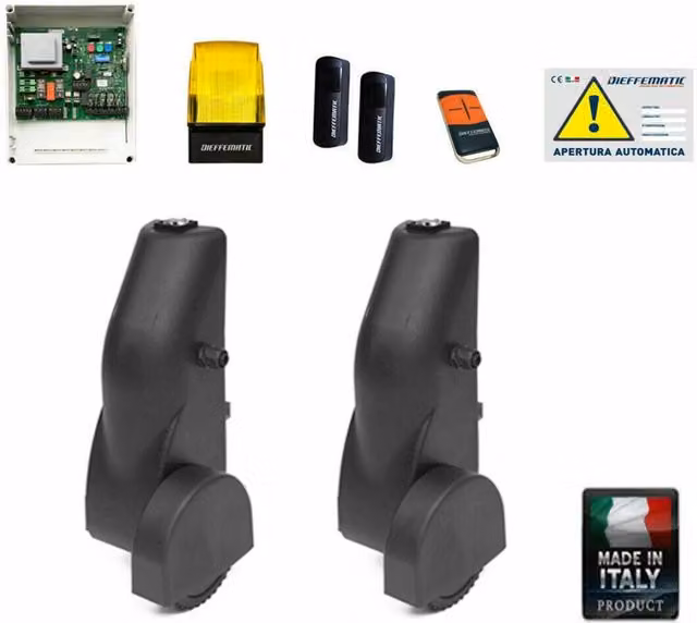 KIT AUTOMAZIONE CANCELLO DOPPIA ANTA BATTENTE ELETTROMECCANICO CON RUOTA ESTERNO