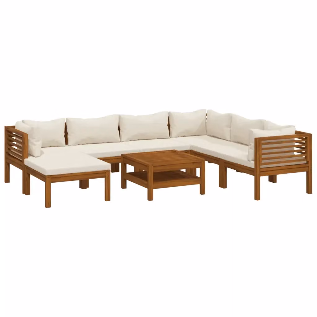 Set da giardino vidaXL in legno di acacia con 8 pezzi e cuscini beige e marroni – 2