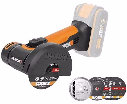 Mini smerigliatrice angolare a batteria CHOPPER WORX 20V 76mm WX801.9, senza batteria e caricabatterie