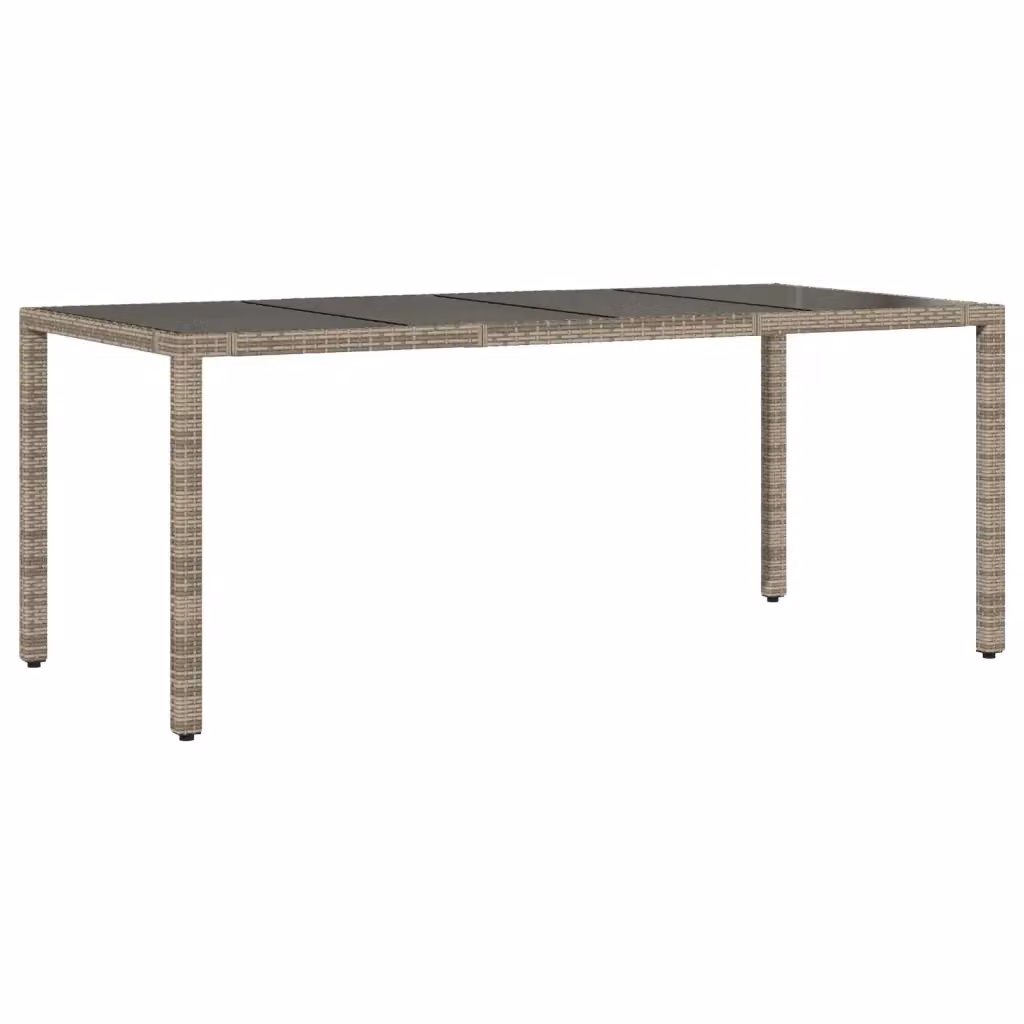 Tavolo da giardino rettangolare vidaXL in polyrattan grigio con piano in vetro L: 190 cm, P: 90 cm, H: 75 cm – 2