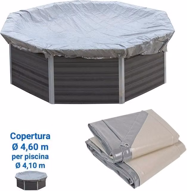 Copertura Invernale 8,54 X 4,36 M Per Piscina In Legno Composito Ottagonale Allungata Wpc Wood Di 8,04 X 3,86 M Dimensione piscina: Ø 4.10 m