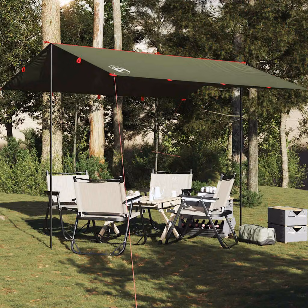 vidaXL Telone da Campeggio Impermeabile in Poliestere Verde Oliva 366 x 306 cm