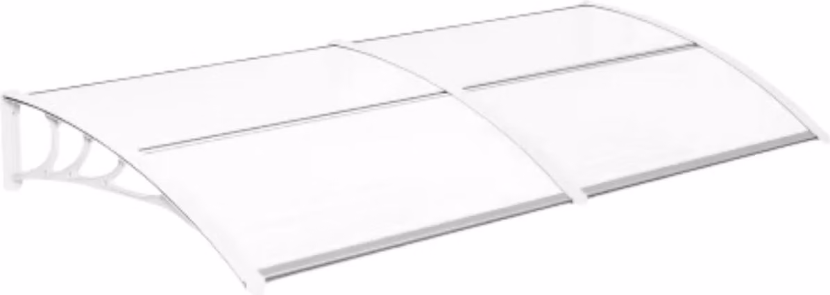 MVPOWER Persiane e tettoie per finestre - Policarbonato - Alluminio - 190x98,5 cm - Trasparente - Resistente agli agenti atmosferici - Bianco