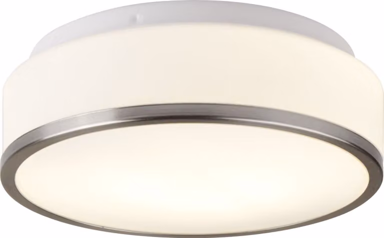 Plafoniera Contemporanea Formaggio Acciaio Argento Vetro Bianco 1 Luce E27 28Cm