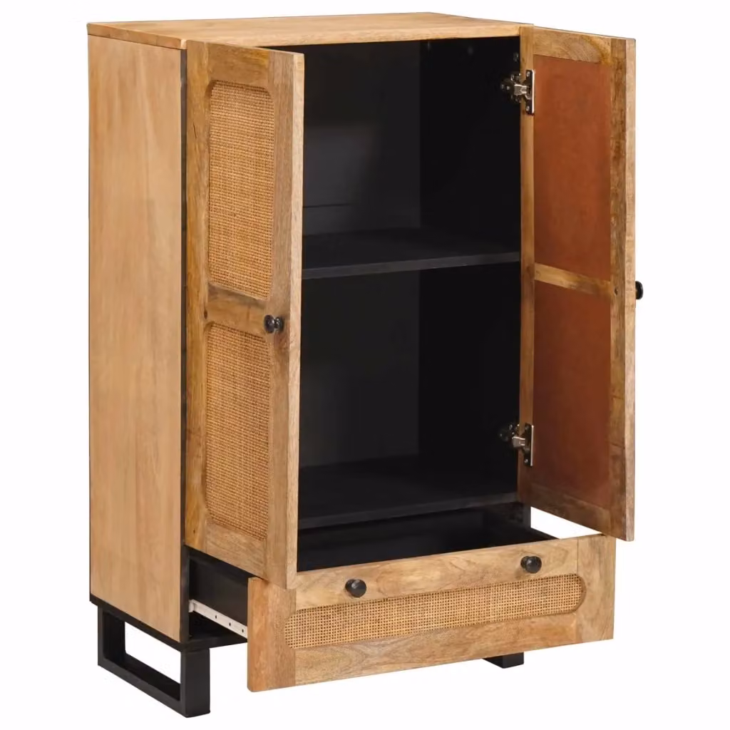 Credenza vidaXL in legno di mango massello marrone, stile minimalista, L 40 cm x P 33 cm x H 110 cm – 2