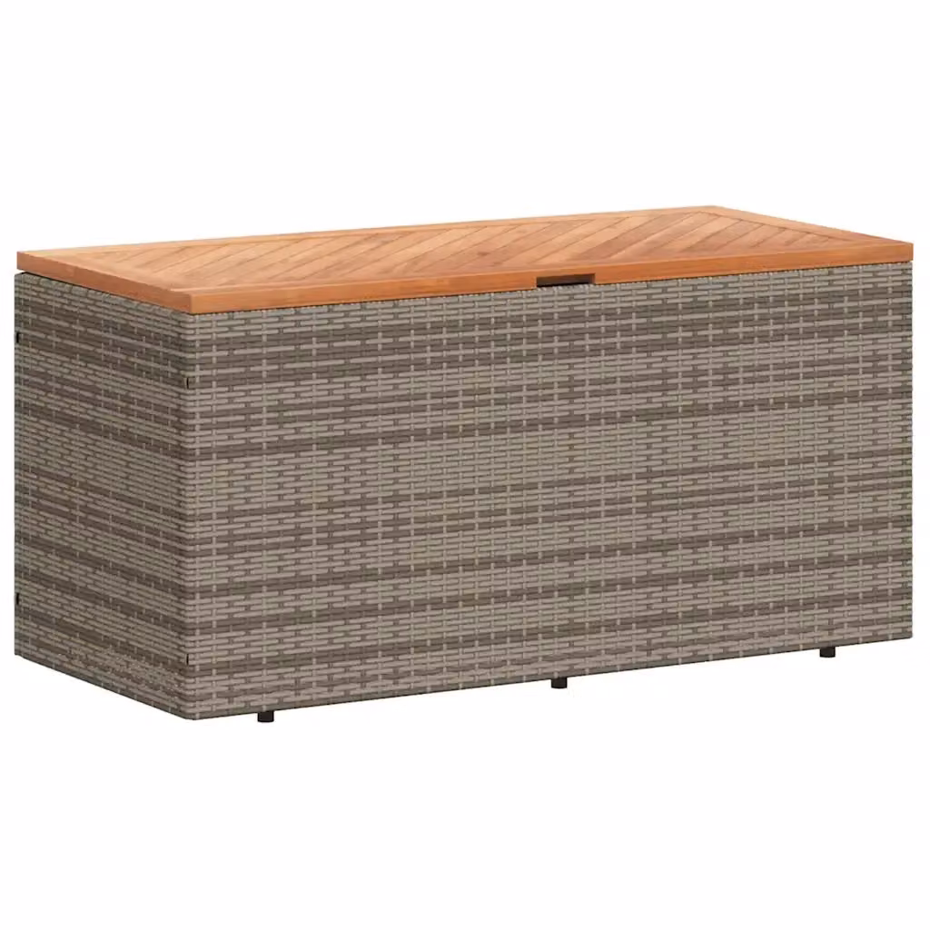 Contenitore da giardino moderno vidaXL in rattan e legno di acacia color grigio e marrone L: 110 cm, P: 50 cm, H: 54 cm – 2