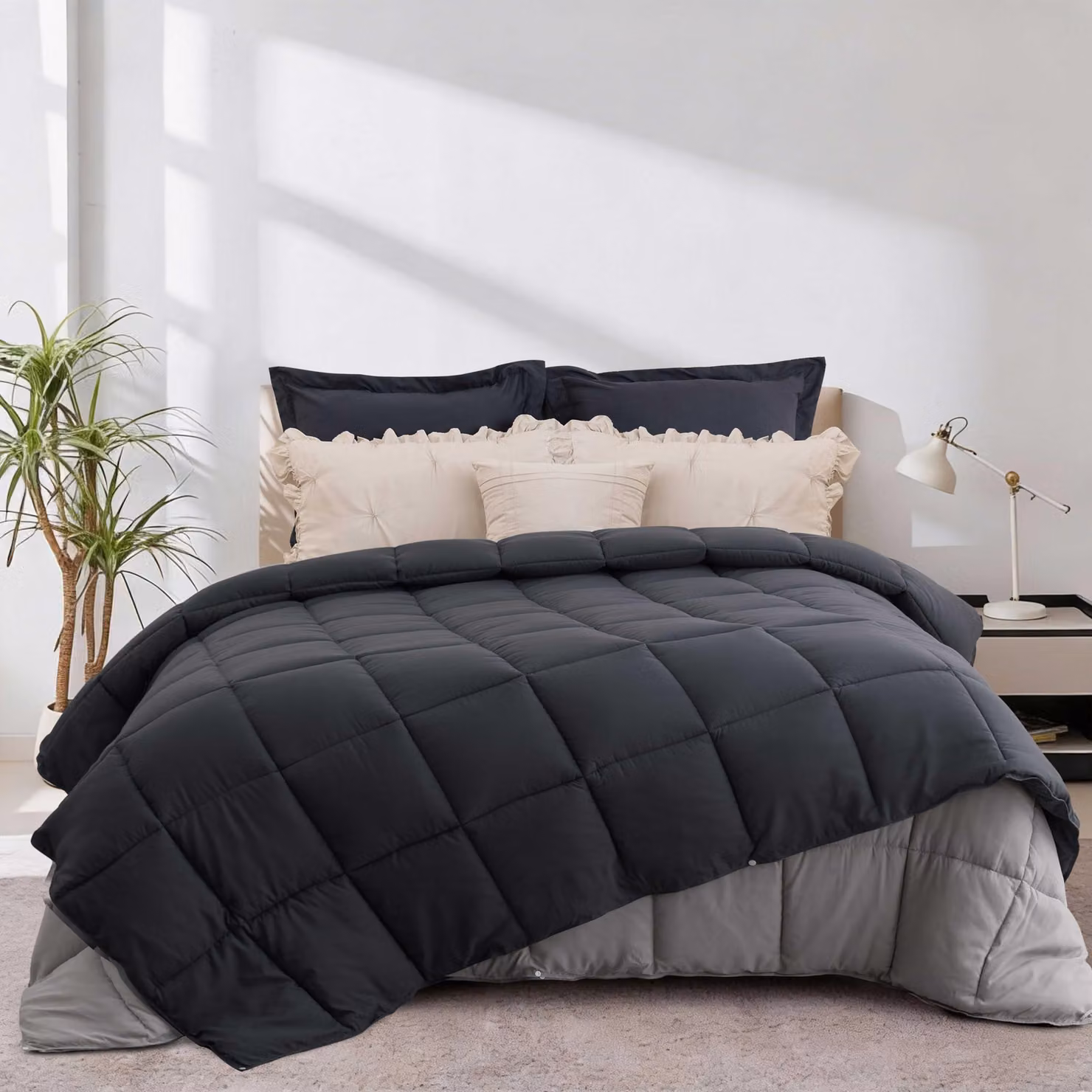 Set di lenzuola e coperta per letto, composto da 4 pezzi, adatto a tutte le stagioni, dimensioni 200x200 cm, con coperta invernale da 300 g/m² e coperta estiva da 150 g/m², e dotato di