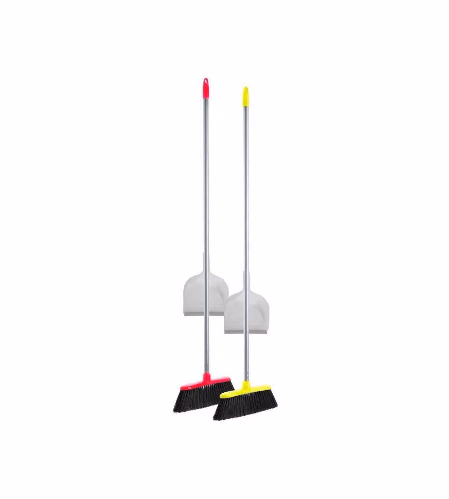 Apex Scopa Fluo con Manico in Metallo e Paletta, Colori Assortiti (Rosa, Giallo, Multicolore), Altezza: 120 cm