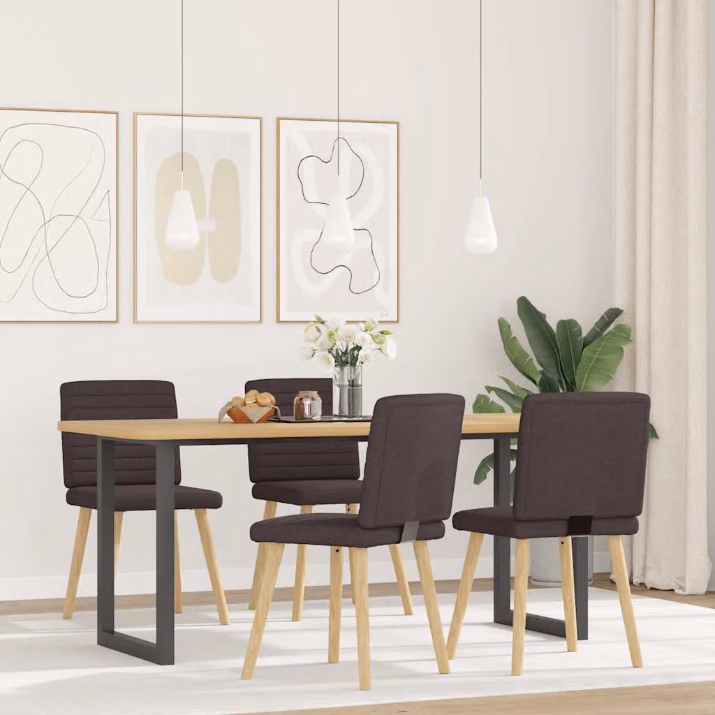vidaXL Sedie da Pranzo 4 pz Marrone Scuro in Tessuto