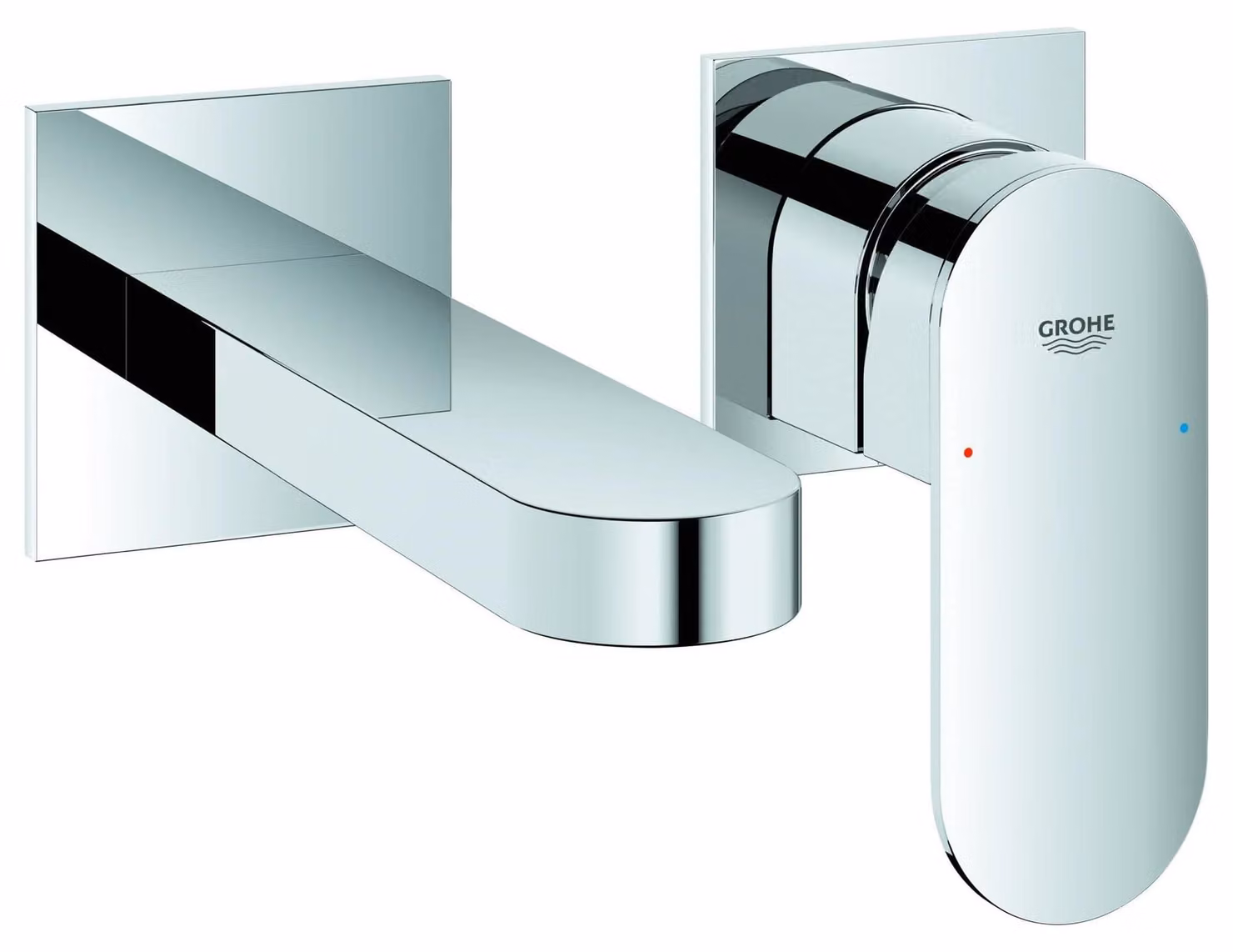 Miscelatore per lavabo Grohe, serie Plus, montaggio a parete, estensione 147 mm, cromato, 1 pz.