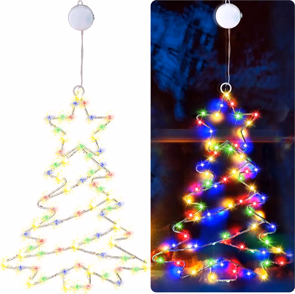 1x Decorazione per finestra Decorazione natalizia appesa illuminata all'interno della finestra, luci a led per albero di Natale Illuminazione per finestra, colorata