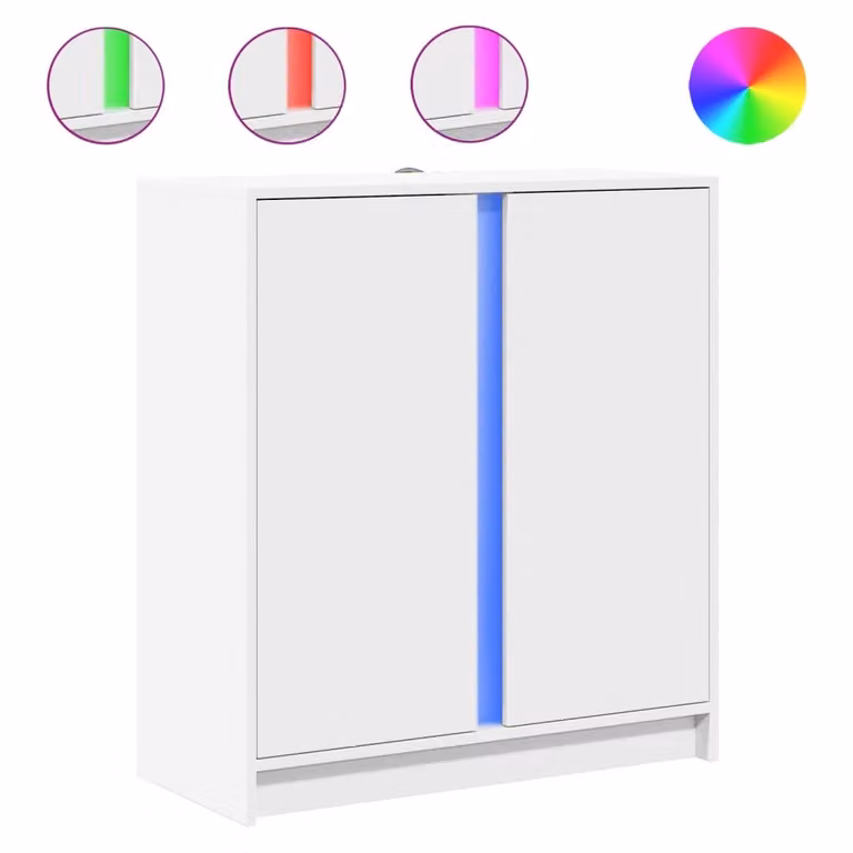 Credenza con LED Bianca 77x34x85 cm in Legno Multistrato