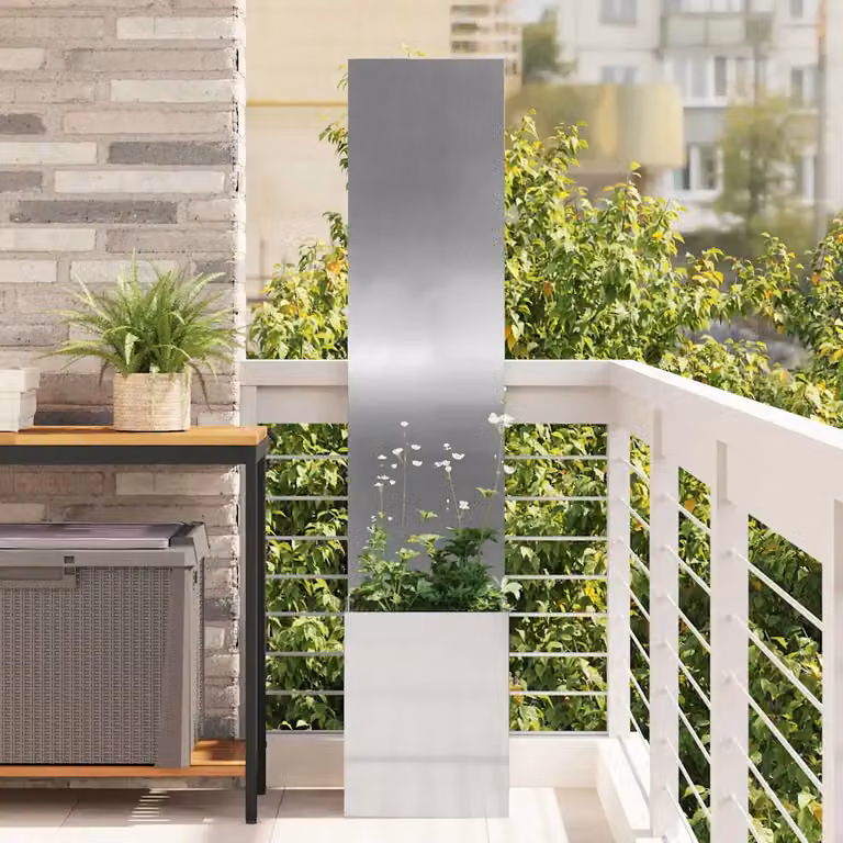 vidaXL Paravento per privacy in giardino Argento, Acciaio Zincato, L/P/H: 32 x 32 x 150 cm