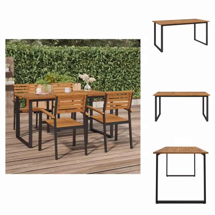 vidaXL Tavolo da giardino con gambe a forma di U 160x80x75 cm Legno massello di acacia -  Tavoli da giardino