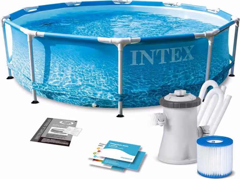 INTEX Set per piscina a bordo spiaggia con struttura in metallo (pompa filtro) 4.485 L