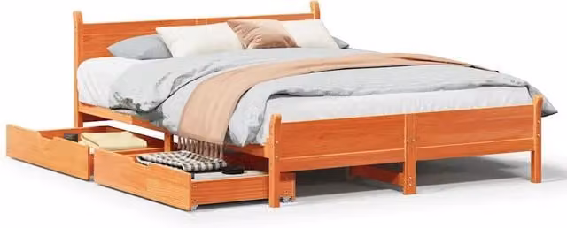 Letto senza Materasso Marrone Cera 160x200 cm in Legno di Pino 3309766