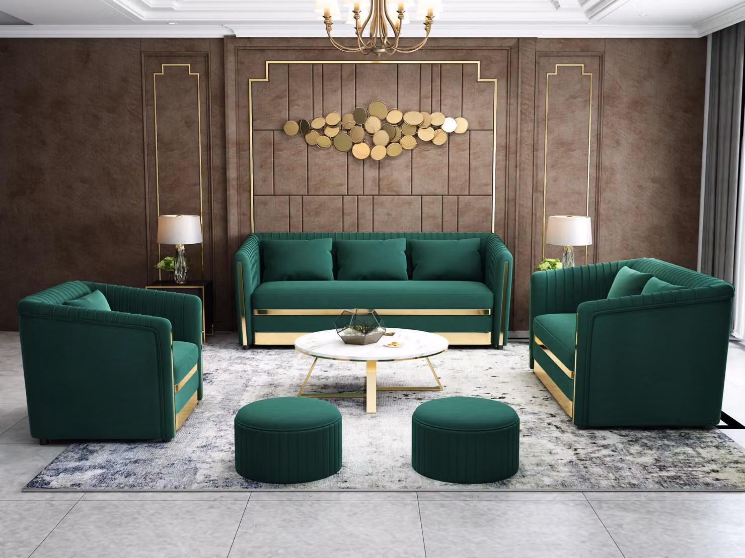 Sofagarnitur 3+2+1 Sitzer Ledersofa Couch Wohnlandschaft Garnitur Design Modern