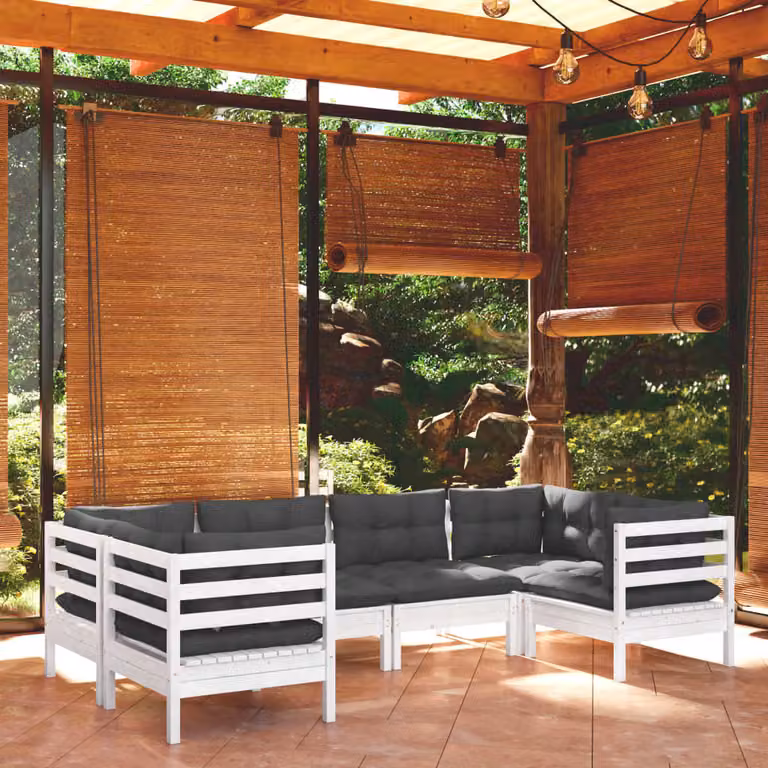 Maison Exclusive - Set Divani da Giardino 6 pz con Cuscini BiancLegno di Pino