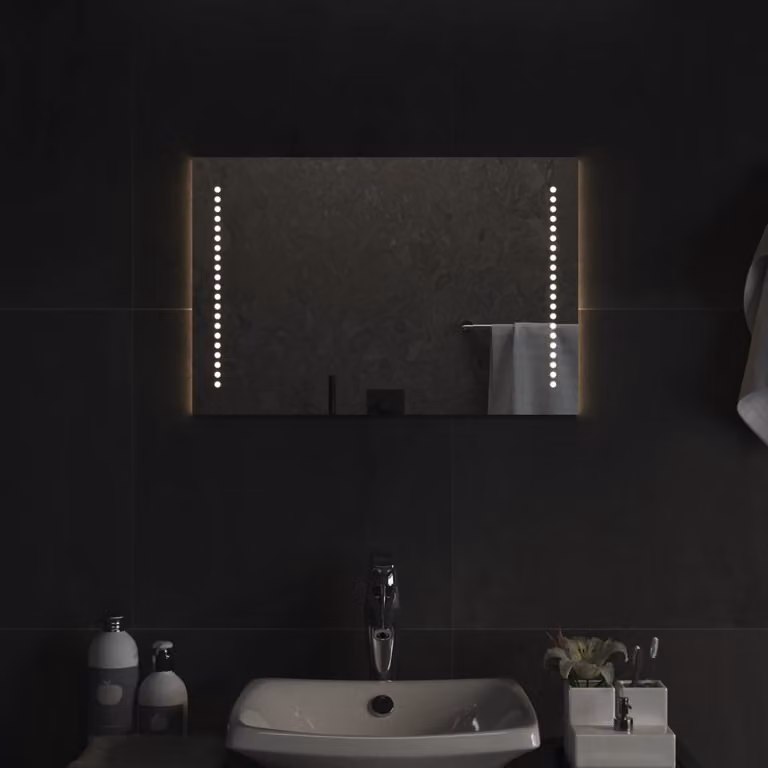 Specchio da bagno con luci LED vidaXL, design moderno rettangolare, L: 40 cm, H: 60 cm