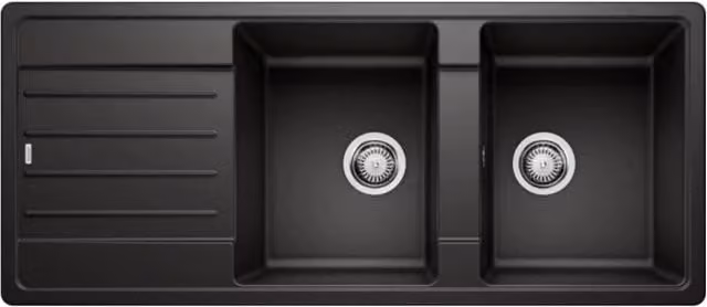 Lavello 2 vasche Blanco Legra 1526088 con gocciolatoio reversibile sopratop 116x50 cm. silgranit nero
