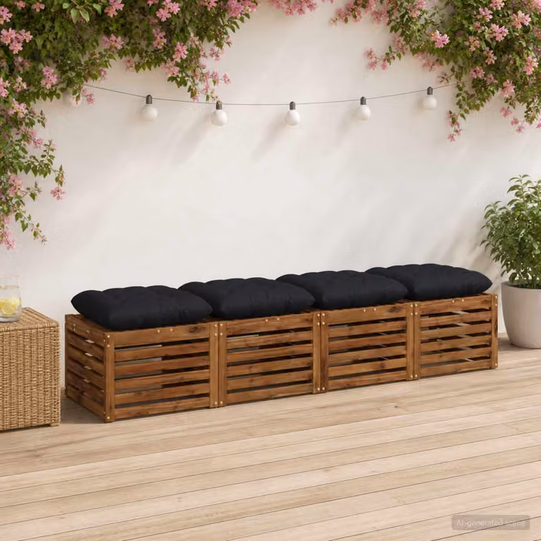 Set di 4 cuscini per seduta VIANEN vidaXL in poliestere blu scuro con rivestimento rimovibile e lavabile