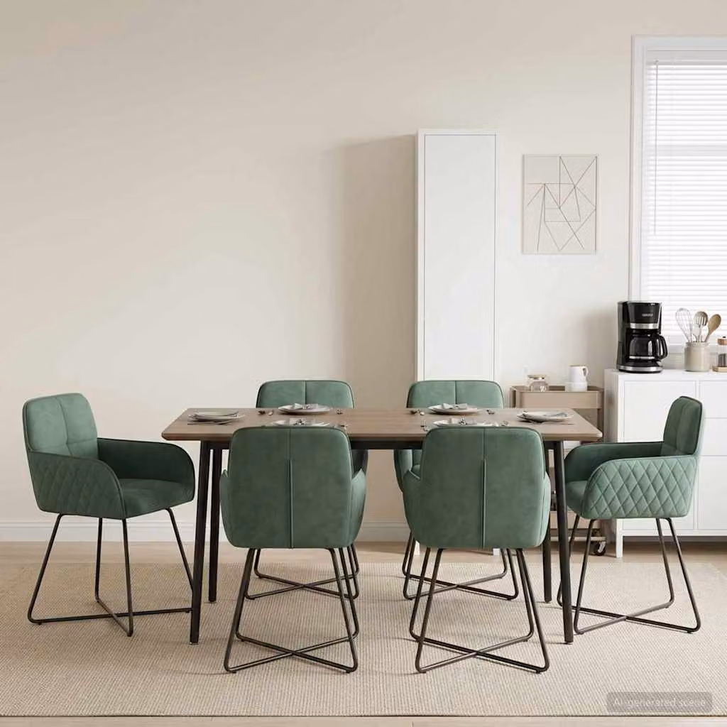 Set di 6 sedie da pranzo vidaXL in velluto verde mare, design moderno L: 59 cm, P: 56,5 cm, H: 86 cm