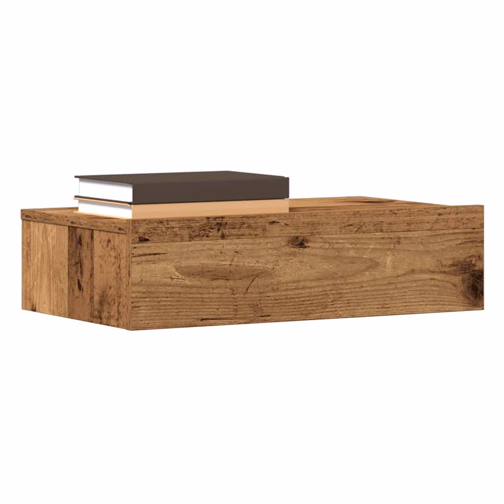 Comodino moderno vidaXL in legno marrone con illuminazione integrata, da appendere alla parete