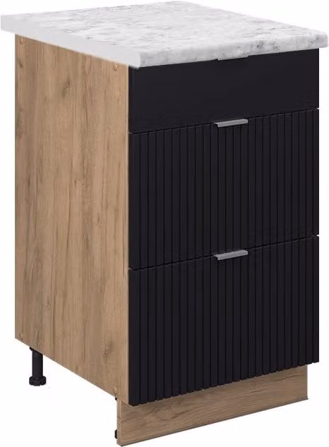 Mobiletto base per cucina Fame-Line Nero rigato/Rovere dorato 50 cm, PL Rovere Vicco