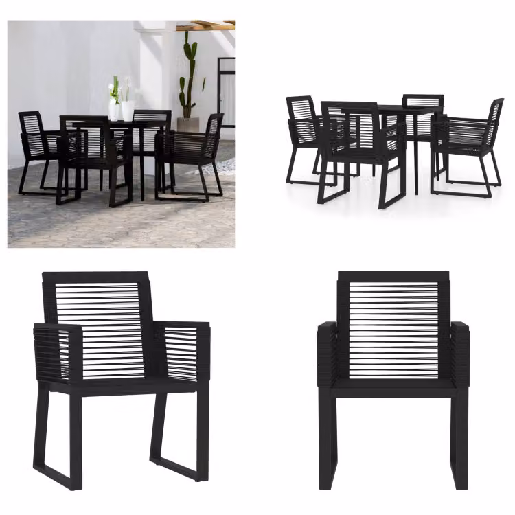 vidaXL Set da pranzo da giardino 5 pezzi nero - Set da pranzo da giardino - Set da pranzo da esterno - Set da pranzo da patio