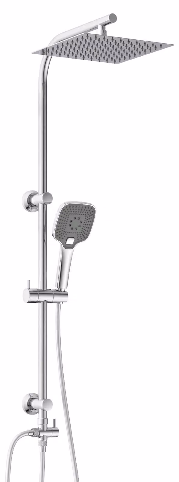 Set doccia 2-in-1 con soffione a pioggia da 300x300 mm e doccetta manuale, finitura cromata