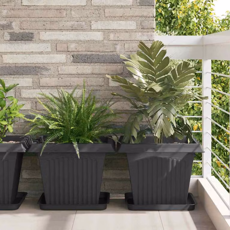 Set di 24 vasi per piante vidaXL in plastica nera per piante da interno e da giardino