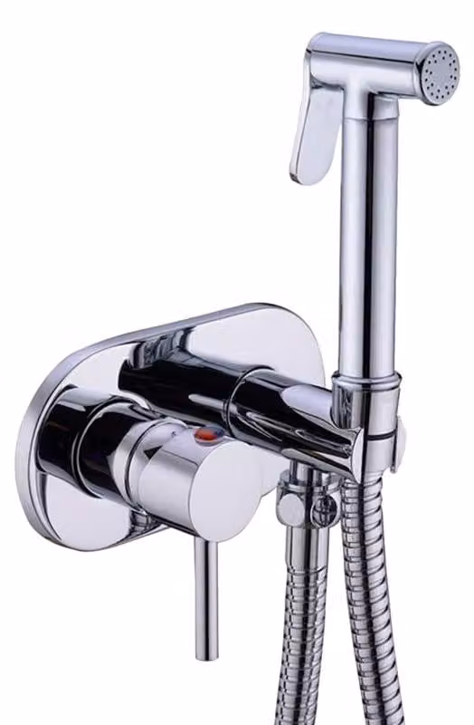 Miscelatore monocomando per bidet, da montare a parete, cromato, a due vie