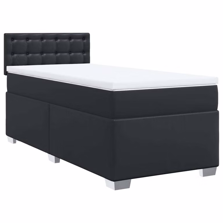 Giroletto a Molle con Materasso Nero 90x190 cm in Pelle finta