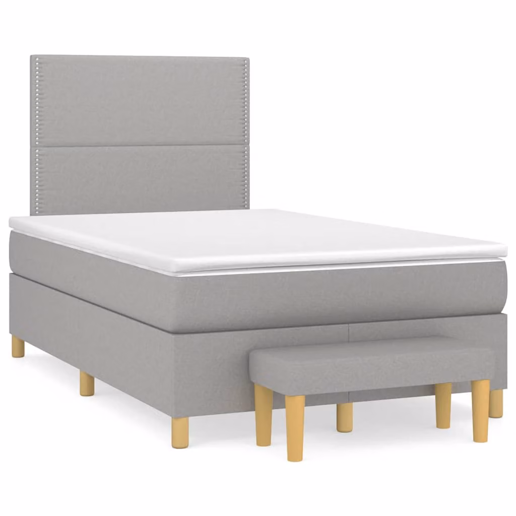 vidaXL Letto Ibrido con Giroletto a Molle e Materasso in Tessuto Grigio e Bianco L/P/H: 200 x 120 x 193 cm
