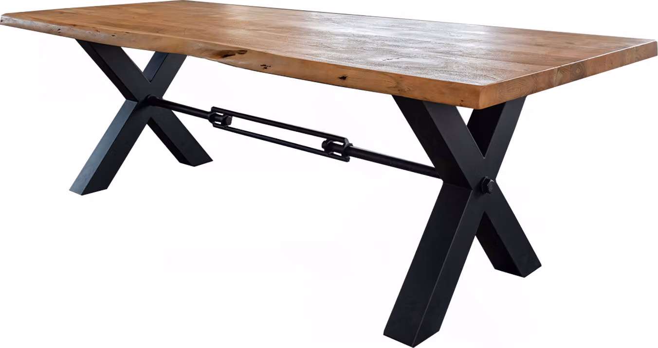 KAWOLA Tavolo da pranzo PALO in acacia massiccia con bordo naturale 220x100 cm