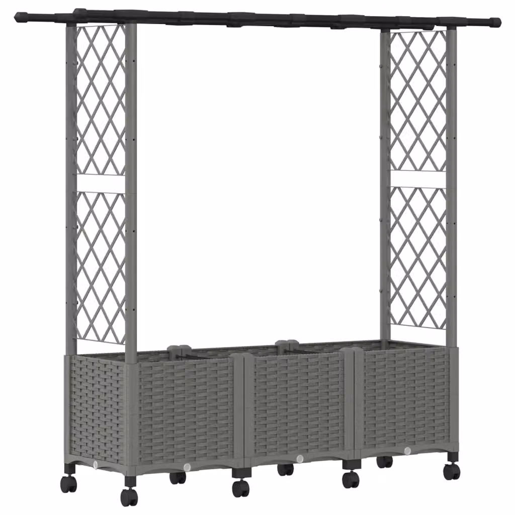 Letto rialzato Videx in plastica con griglia e tetto grigio per orto ornamentale o erbe aromatiche L/P/H: 162,5 x 142,0 x 40,0 cm – 2