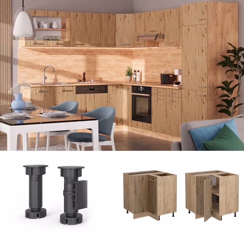 Mobile ad angolo per cucina Vicco R-Line in rovere, finitura opaca, con ante a libro, L/P/H: 75.6 x 46.0 x 81.6 cm – 2