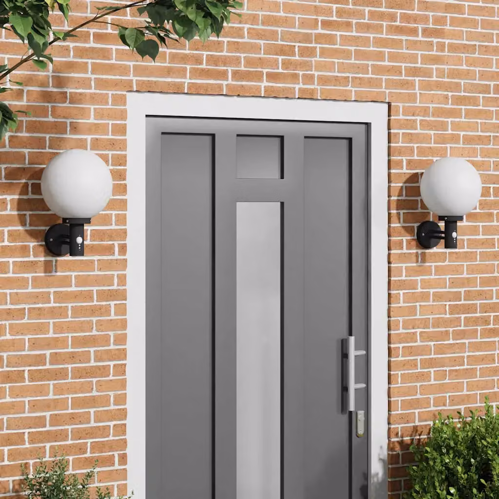 Set di 2 lampade da parete esterne vidaXL con sensore di movimento, colore nero, H 38 x L 28 x P 25 cm