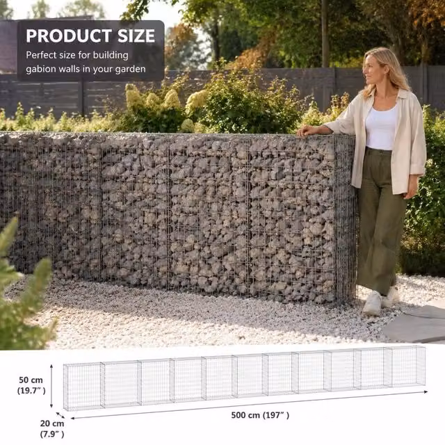 Gabion Wall With Cover, Galvanized Steel, 900x30x100 Cm