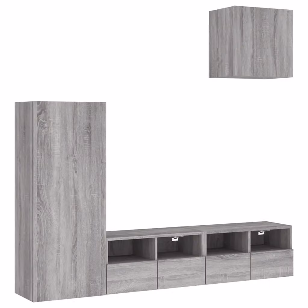 vidaXL Mobile TV a muro 4 pezzi in legno multistrato e MDF Grigio Sonoma opaco – 2