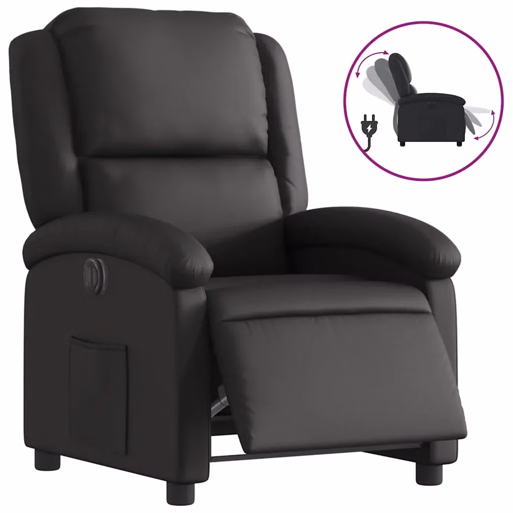 Poltrona Reclinabile Elettrica vidaXL in Pelle Nera con Braccioli e Design Moderno – 2