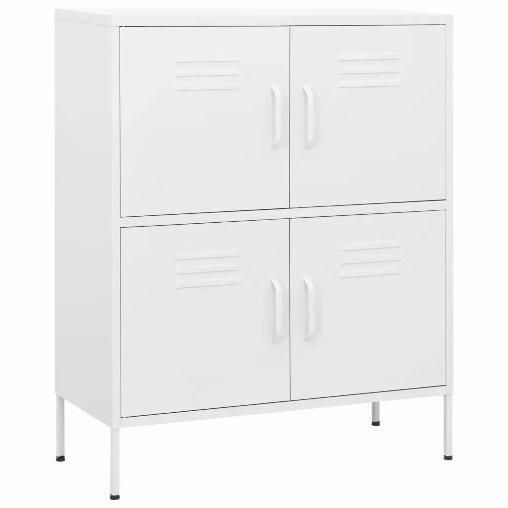 Armadietto a muro vidaXL in metallo bianco con ante a battente, L: 80 cm, P: 35 cm, H: 101,5 cm – 2