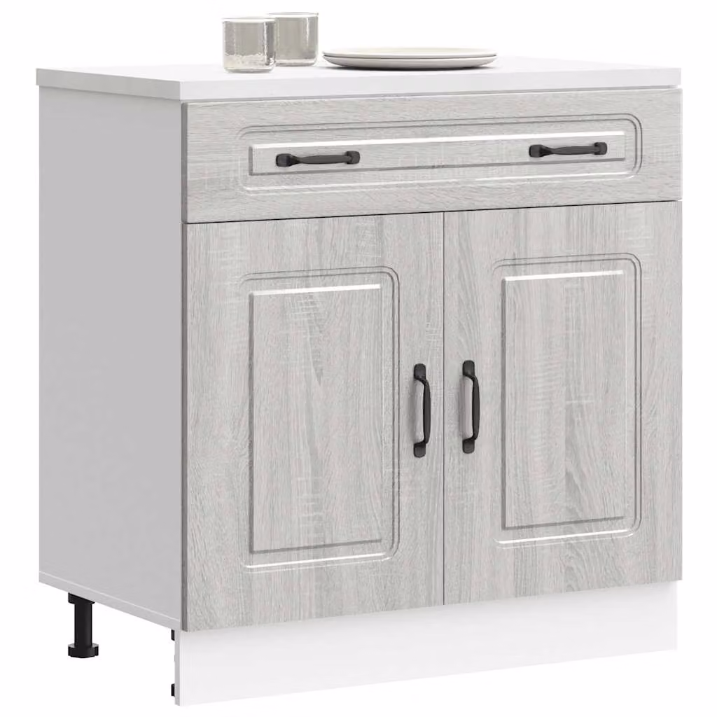 Base da cucina moderna vidaXL Kalmar in legno multistrato e MDF, Grigio Sonoma, L: 81,5 cm, P: 46,0 cm, H: 80,0 cm