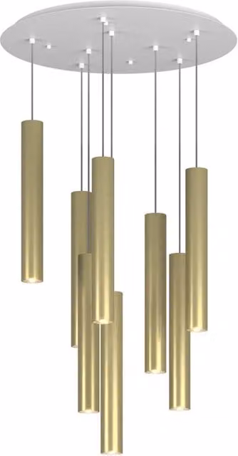 Lampadario Industrial-Minimal Xeana Metallo Bianco Ottone 8 Luci Gu10
