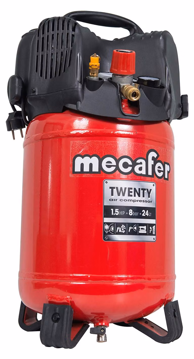 Compressore d'aria - Serbatoio da 24 litri - Potenza 1100W - 8 bar - Acciaio al carbonio - Portatile