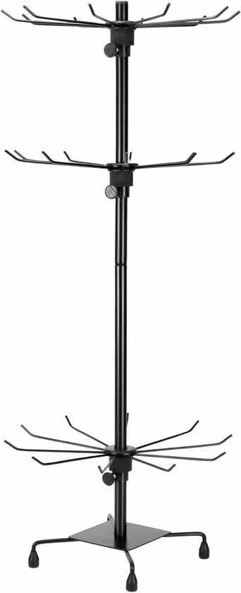 Espositore girevole per gioielli e accessori - 3 ripiani in metallo nero