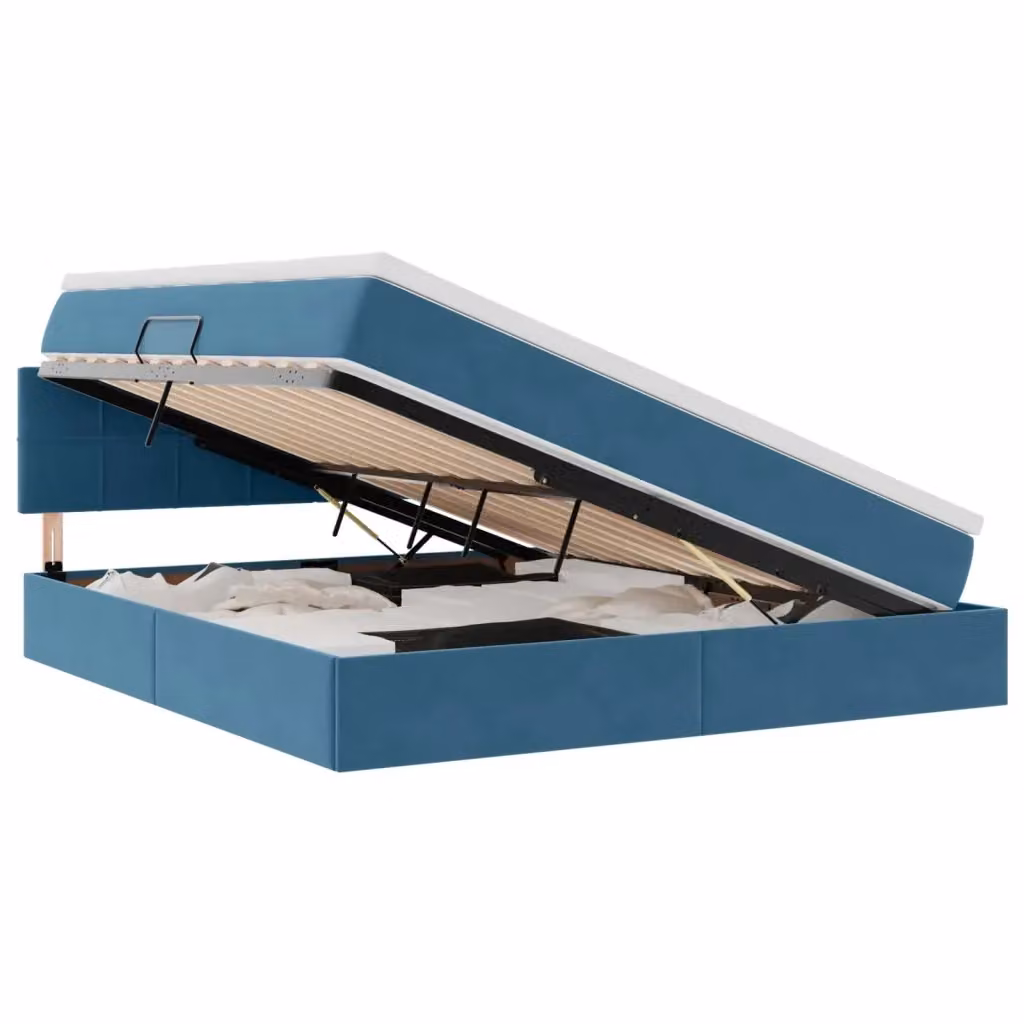 Letto con Contenitore vidaXL in Velluto Blu, L/P/H: 180 x 200 x 280 cm – 2