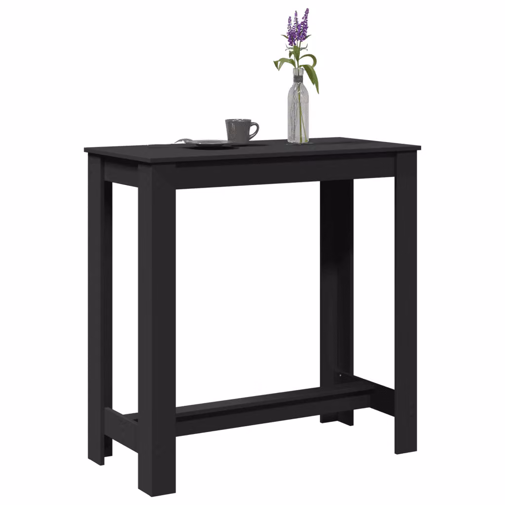 vidaXL Tavolo da Bar Moderno in Legno Multistrato e MDF Nero L: 102 cm, P: 50 cm, H: 103,5 cm